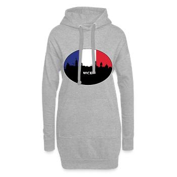 Nizza Frankreich Flagge Skyline Reise Souvenir - Hoodie-Kleid - Grau meliert - Vorne