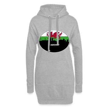 Cardiff Wales Flag Skyline Souvenir de voyage - Sweat-shirt à capuche long Femme - gris chiné - Devant