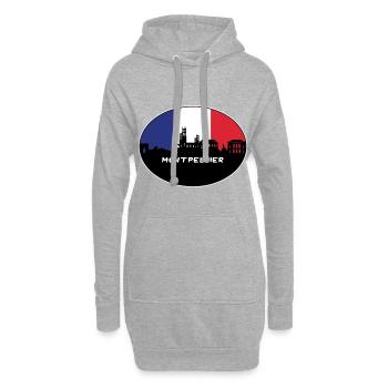 Montpellier France Flag Skyline Souvenir de voyage - Sweat-shirt à capuche long Femme - gris chiné - Devant