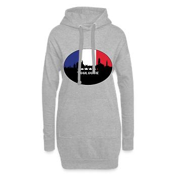 Toulouse France Flag Skyline Souvenir de voyage - Sweat-shirt à capuche long Femme - gris chiné - Devant