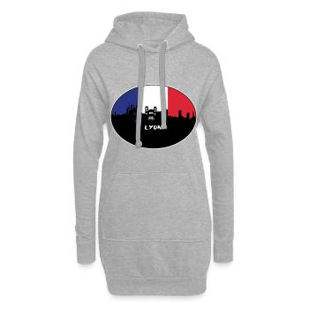 Lyon Frankreich Flagge Skyline Reise Souvenir - Hoodie-Kleid - Grau meliert - Vorne