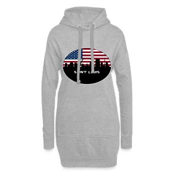 Saint Louis Missouri États-Unis Flag Skyline Travel Souve - Sweat-shirt à capuche long Femme - gris chiné - Devant