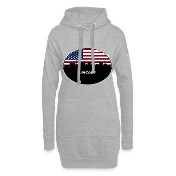 Lincoln Nebraska USA Flagge Skyline Reise Souvenir - Hoodie-Kleid - Grau meliert - Vorne