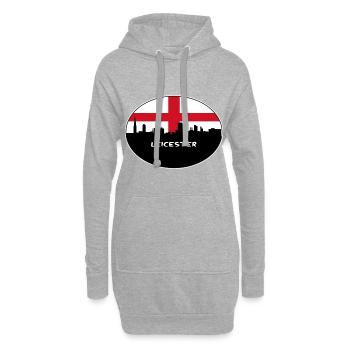 Leicester Angleterre Flag Skyline Souvenir de voyage - Sweat-shirt à capuche long Femme - gris chiné - Devant