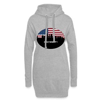 Cincinnati Ohio USA Flag Skyline Travel Souvenir - Hoodie Dress - heather grey - Front