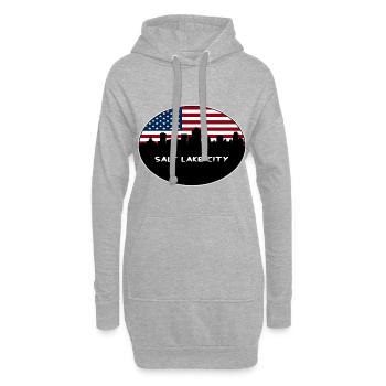 Salt Lake City Utah USA Flag Skyline Travel Souven - Sweat-shirt à capuche long Femme - gris chiné - Devant