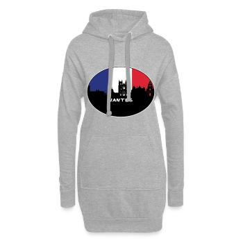 Nantes France Flag Skyline Souvenir de voyage - Sweat-shirt à capuche long Femme - gris chiné - Devant