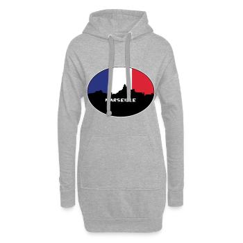 Marseille Frankreich Flagge Skyline Reise Souvenir - Hoodie-Kleid - Grau meliert - Vorne