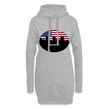 Wichita Kansas USA Flagge Skyline Reise Souvenir - Hoodie-Kleid - Grau meliert - Vorne
