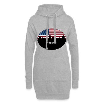 Fresno Californie USA Flag Skyline Souvenir de voyage - Sweat-shirt à capuche long Femme - gris chiné - Devant