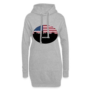 Lansing Michigan USA Flagge Skyline Reise Souvenir - Hoodie-Kleid - Grau meliert - Vorne