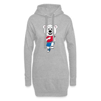 EISBÄR - LAUFEN - JOGGEN - SPORT - TIER - FUN - Hoodie-Kleid - Grau meliert - Vorne