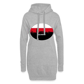 Danzig Polen Flagge Skyline Silhouette Reisen - Hoodie-Kleid - Grau meliert - Vorne