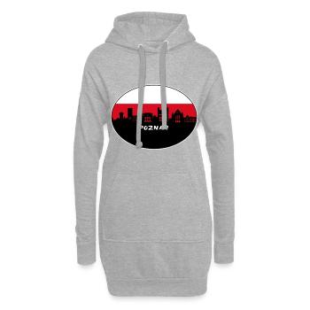 Poznan Pologne Drapeau Skyline Silhouette Travel - Sweat-shirt à capuche long Femme - gris chiné - Devant