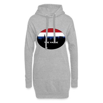 La Haye Pays-Bas Drapeau Skyline Silhouette Trav - Sweat-shirt à capuche long Femme - gris chiné - Devant