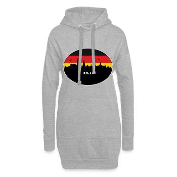 Kiel Allemagne Flag Skyline Silhouette Voyage - Sweat-shirt à capuche long Femme - gris chiné - Devant