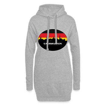 Sarrebruck Allemagne Flag Skyline Silhouette Voyage - Sweat-shirt à capuche long Femme - gris chiné - Devant