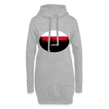 Lodz Pologne Flag Skyline Silhouette Voyage - Sweat-shirt à capuche long Femme - gris chiné - Devant