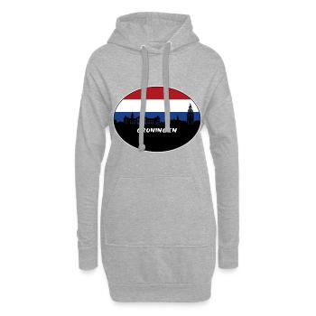 Groningen Niederlande Flagge Skyline Silhouette Trav - Hoodie-Kleid - Grau meliert - Vorne