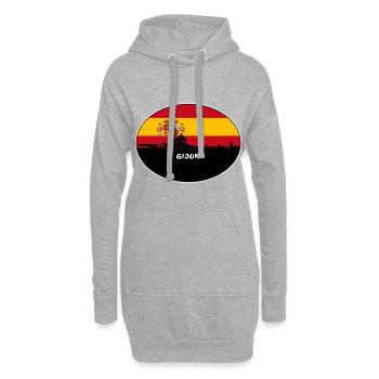 Gijon Espagne Drapeau Skyline Voyage Silhouette - Sweat-shirt à capuche long Femme - gris chiné - Devant