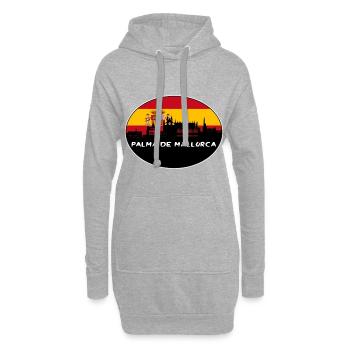 Palma de Majorque Espagne Flag Skyline Silhouette Tr - Sweat-shirt à capuche long Femme - gris chiné - Devant
