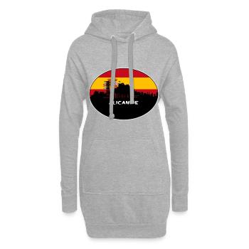 Alicante Espagne Drapeau Skyline Voyage Silhouette - Sweat-shirt à capuche long Femme - gris chiné - Devant