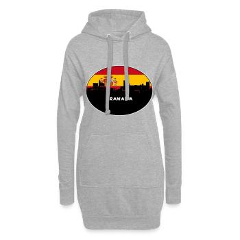 Grenade Espagne Drapeau Skyline Voyage Silhouette - Sweat-shirt à capuche long Femme - gris chiné - Devant