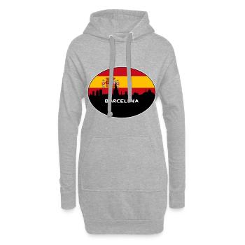 Barcelone Espagne Drapeau Skyline Silhouette Travel - Sweat-shirt à capuche long Femme - gris chiné - Devant