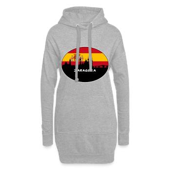 Saragosse Espagne Drapeau Skyline Silhouette Travel - Sweat-shirt à capuche long Femme - gris chiné - Devant