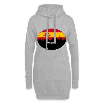 Madrid Espagne Drapeau Skyline Voyage Silhouette - Sweat-shirt à capuche long Femme - gris chiné - Devant