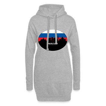 moscou, russie, drapeau, horizon, silhouette, voyage - Sweat-shirt à capuche long Femme - gris chiné - Devant