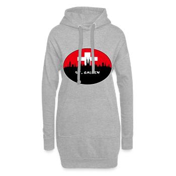St. Gallen Schweiz Flagge Skyline Silhouette Tra - Hoodie-Kleid - Grau meliert - Vorne