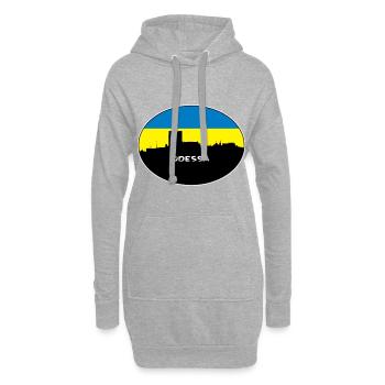 Odessa Ukraine Drapeau Skyline Voyage Silhouette - Sweat-shirt à capuche long Femme - gris chiné - Devant