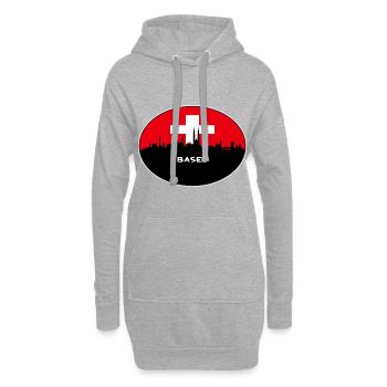 Basel-Schweiz-Flaggen-Skyline-Schattenbild-Reise - Hoodie-Kleid - Grau meliert - Vorne