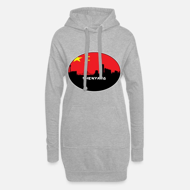 Shenyang-China-Flaggen-Skyline-Schattenbild-Reise - Hoodie-Kleid - Grau meliert