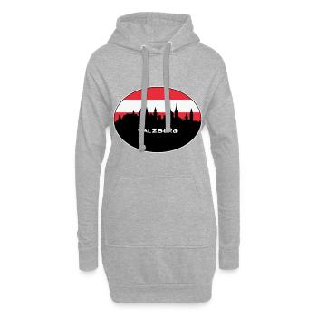 Salzbourg Autriche Drapeau Skyline Voyage Silhouette - Sweat-shirt à capuche long Femme - gris chiné - Devant