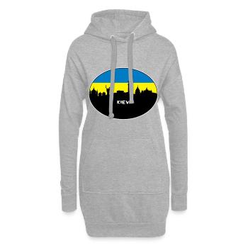 Kiew-Ukraine-Flaggen-Skyline-Schattenbild-Reise - Hoodie-Kleid - Grau meliert - Vorne