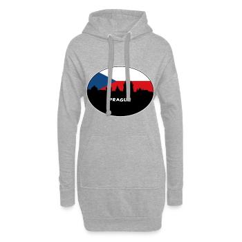Prag Tschechien Flagge Skyline Silhouette Reisen - Hoodie-Kleid - Grau meliert - Vorne