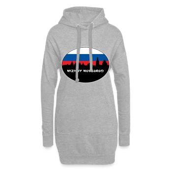 Nischni Nowgorod Russland Flagge Skyline Silhouette Tra - Hoodie-Kleid - Grau meliert - Vorne