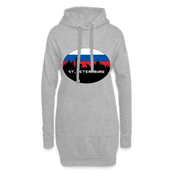 Saint-Pétersbourg Russie Drapeau Skyline Silhouette Trave - Sweat-shirt à capuche long Femme - gris chiné - Devant