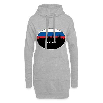 Kazan Russie Drapeau Skyline Silhouette Travel - Sweat-shirt à capuche long Femme - gris chiné - Devant