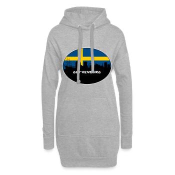Göteborg Suède Drapeau Skyline Silhouette Travel - Sweat-shirt à capuche long Femme - gris chiné - Devant