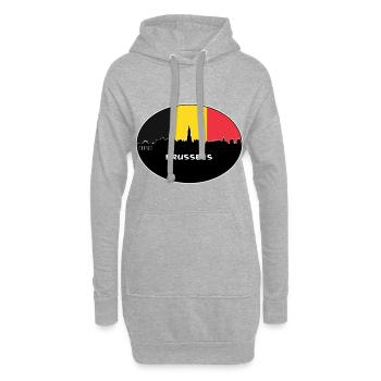 Bruxelles Belgique Drapeau Skyline Voyage Silhouette - Sweat-shirt à capuche long Femme - gris chiné - Devant