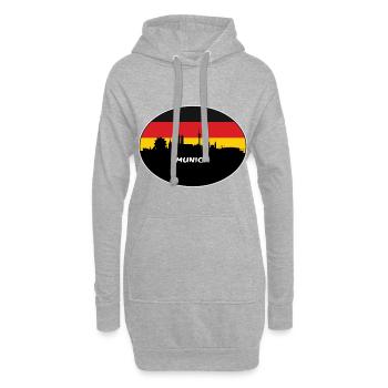 Munich Allemagne Drapeau Skyline Silhouette Travel - Sweat-shirt à capuche long Femme - gris chiné - Devant