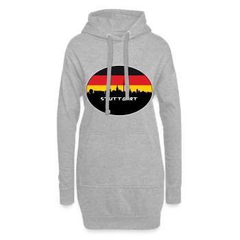 Stuttgart Allemagne Drapeau Skyline Silhouette Travel - Sweat-shirt à capuche long Femme - gris chiné - Devant