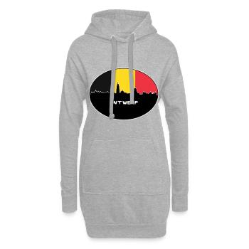 Anvers Belgique Drapeau Skyline Voyage Silhouette - Sweat-shirt à capuche long Femme - gris chiné - Devant