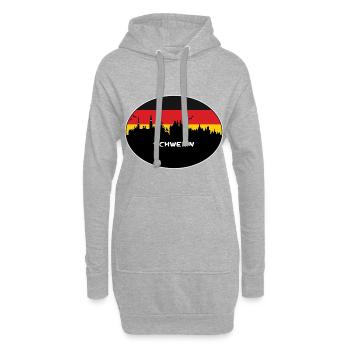 Schwerin Deutschland Flagge Skyline Silhouette Reisen - Hoodie-Kleid - Grau meliert - Vorne