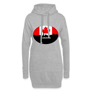 Toronto-Kanada-Flaggen-Skyline-Schattenbild-Reise - Hoodie-Kleid - Grau meliert - Vorne