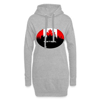 Drapeau Canada Montréal Skyline Voyage Silhouette - Sweat-shirt à capuche long Femme - gris chiné - Devant