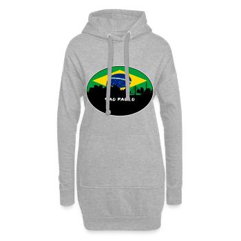 Sao Paulo Brésil Drapeau Skyline Silhouette Travel - Sweat-shirt à capuche long Femme - gris chiné - Devant